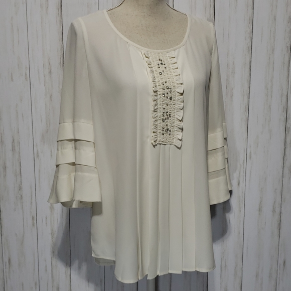 Alfani Tops - Alfani Ruffle Sleeve Flowy Blouse